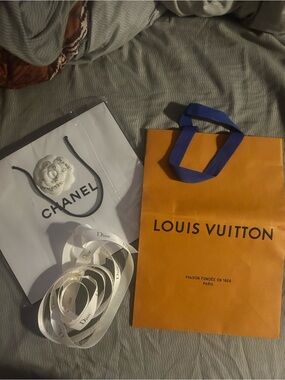 Louis Vuitton and Chanel Bag with Dior ribbon